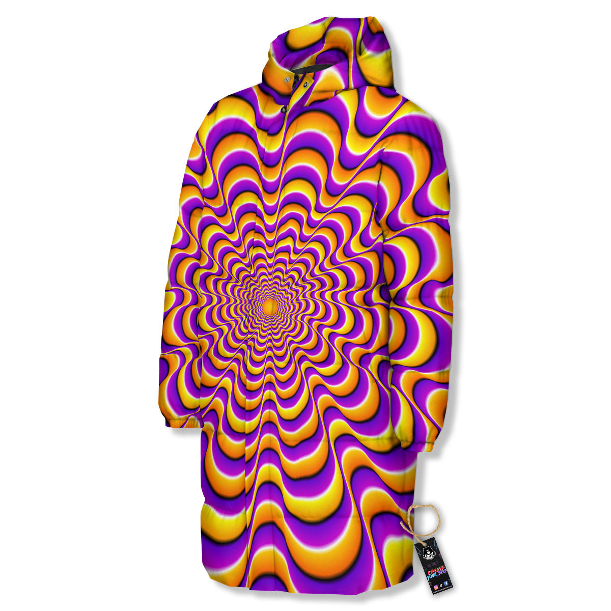 Illusion Optical Wave Psychedelic Long Down Jacket-grizzshop
