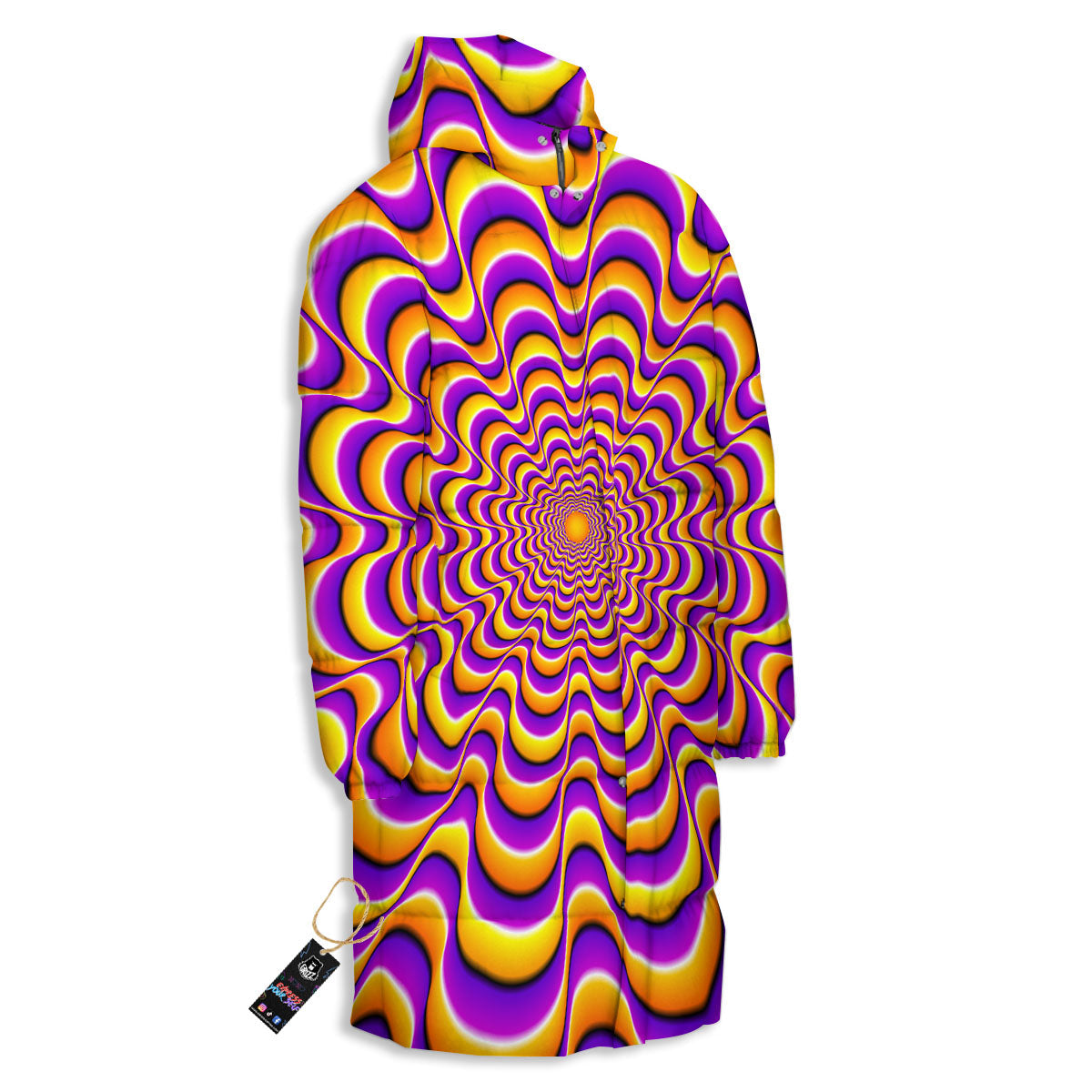 Illusion Optical Wave Psychedelic Long Down Jacket-grizzshop
