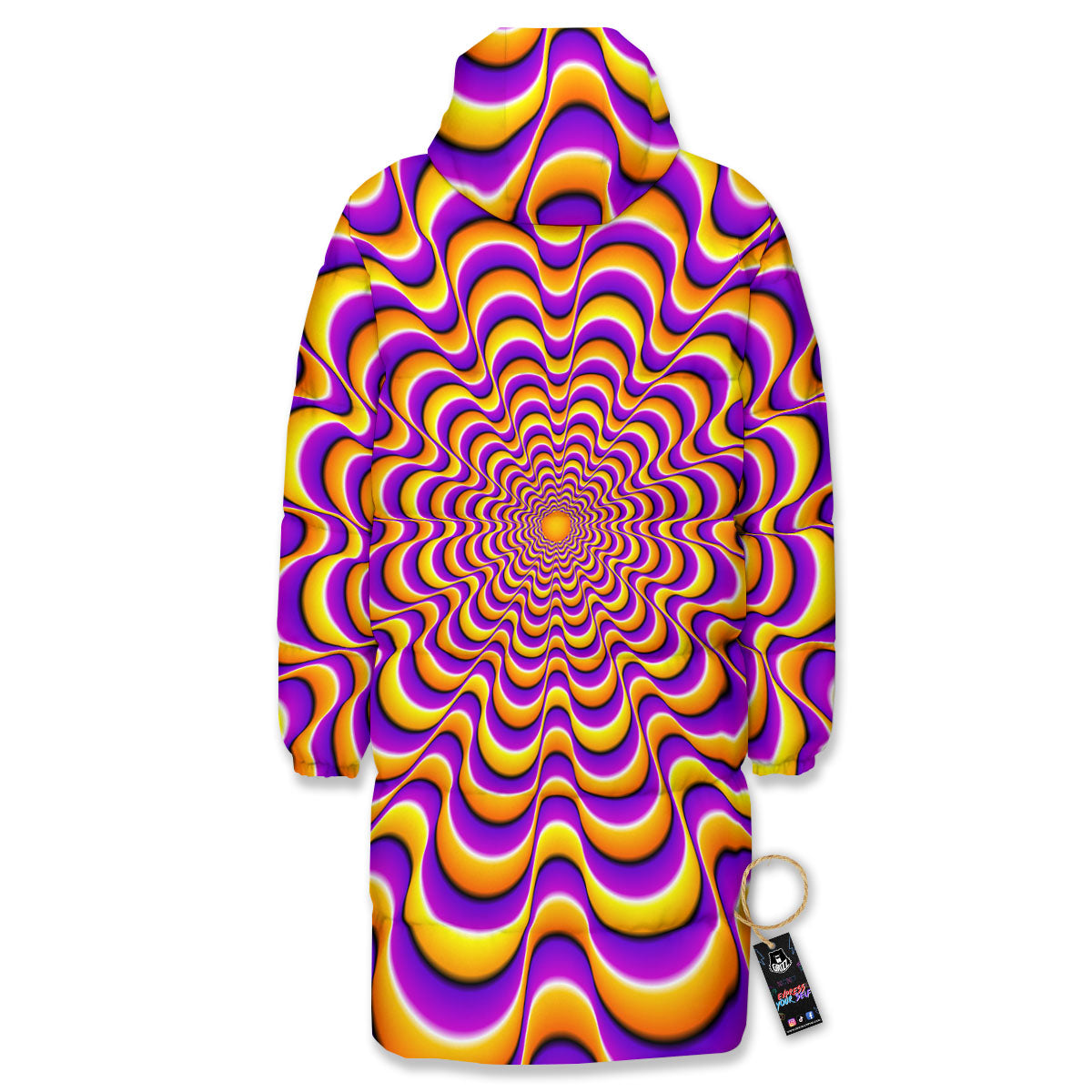 Illusion Optical Wave Psychedelic Long Down Jacket-grizzshop