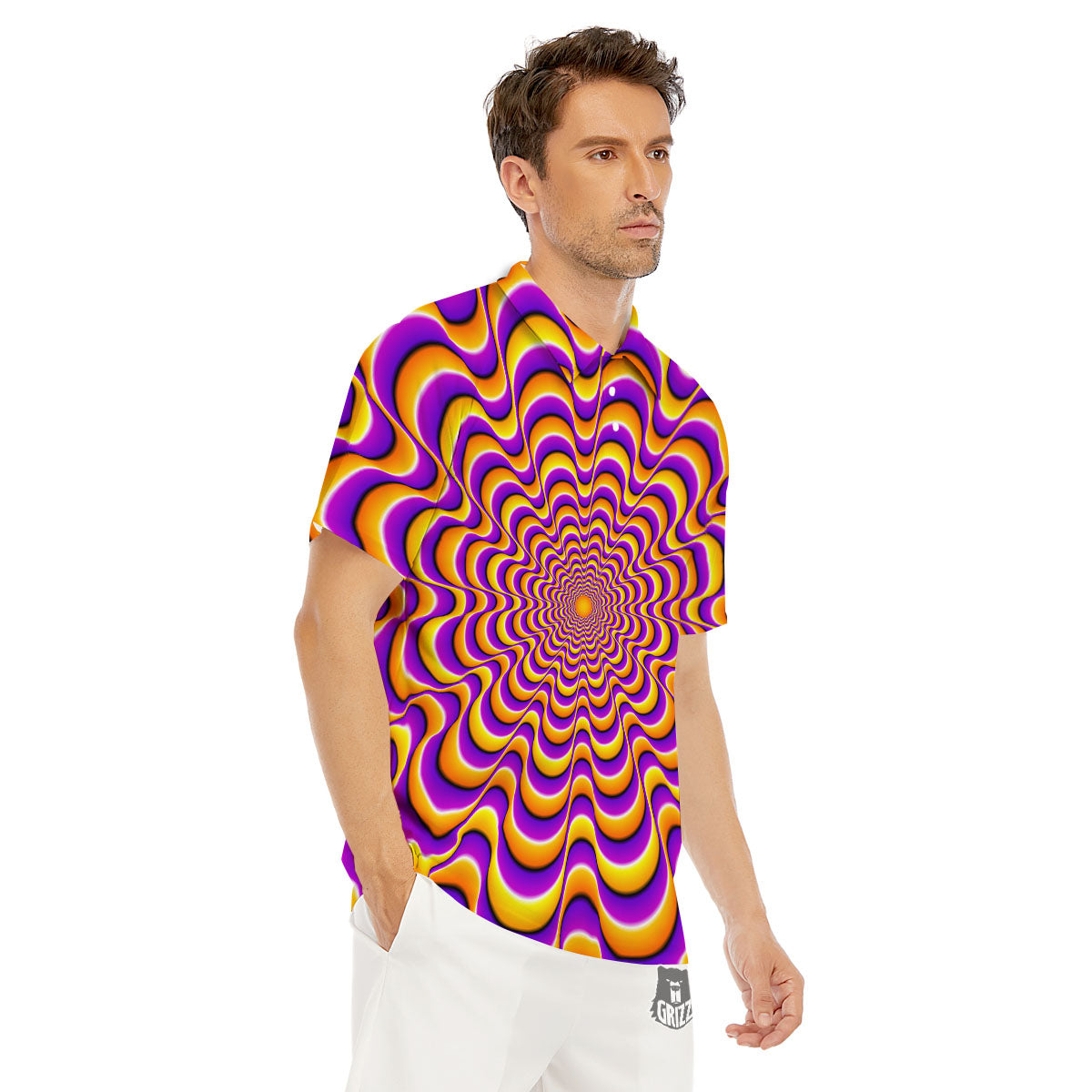 Illusion Optical Wave Psychedelic Men's Golf Shirts-grizzshop