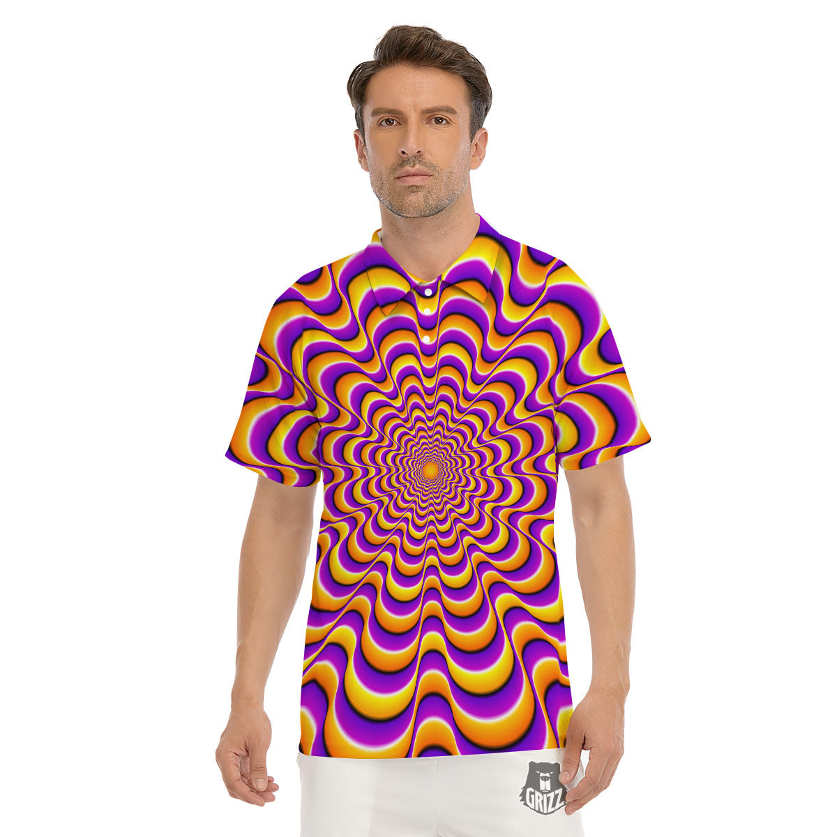 Illusion Optical Wave Psychedelic Men's Golf Shirts-grizzshop