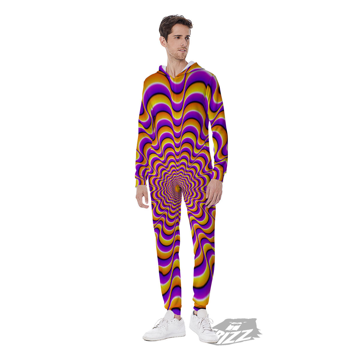 Illusion Optical Wave Psychedelic Men's Jumpsuit-grizzshop