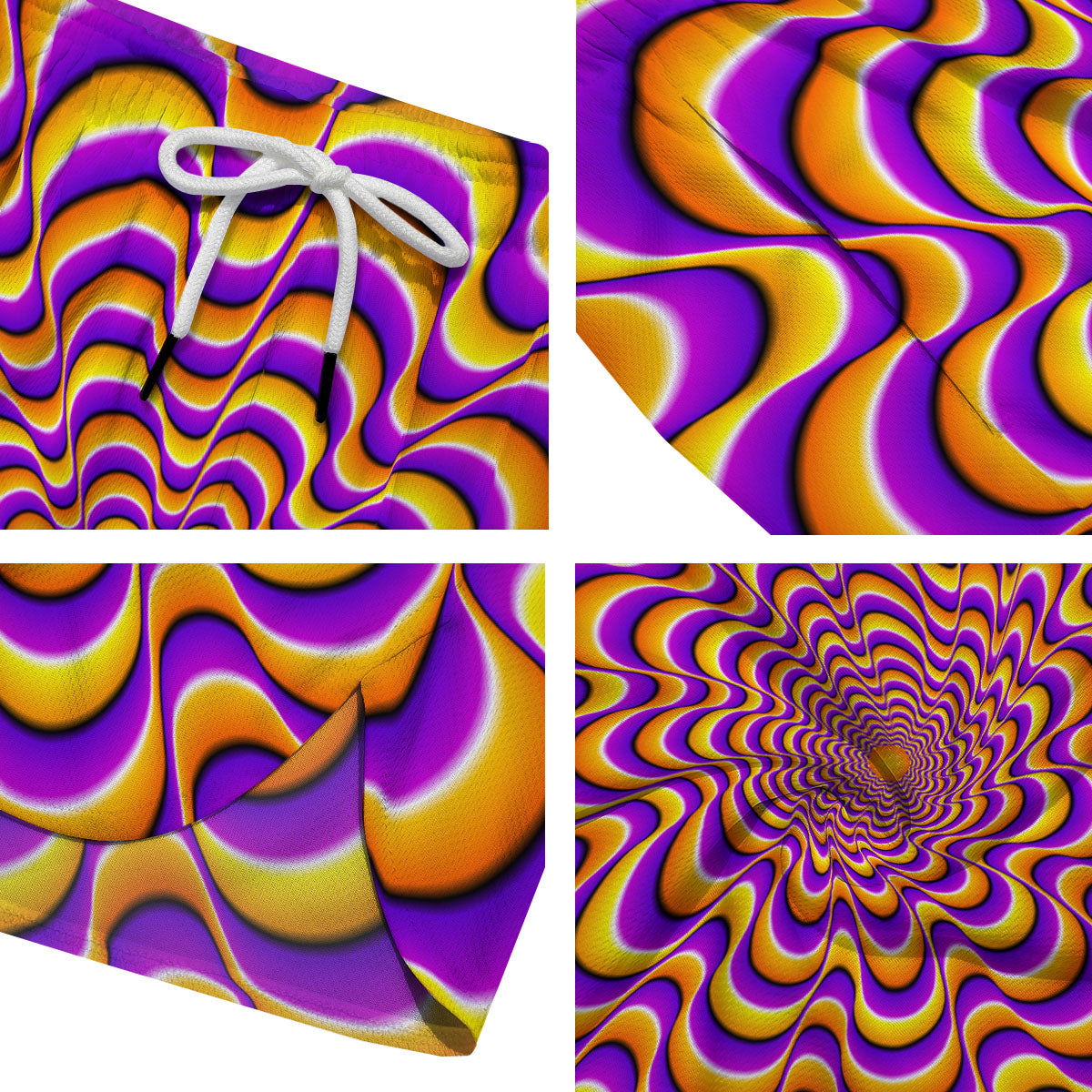 Illusion Optical Wave Psychedelic Men's Running Shorts-grizzshop