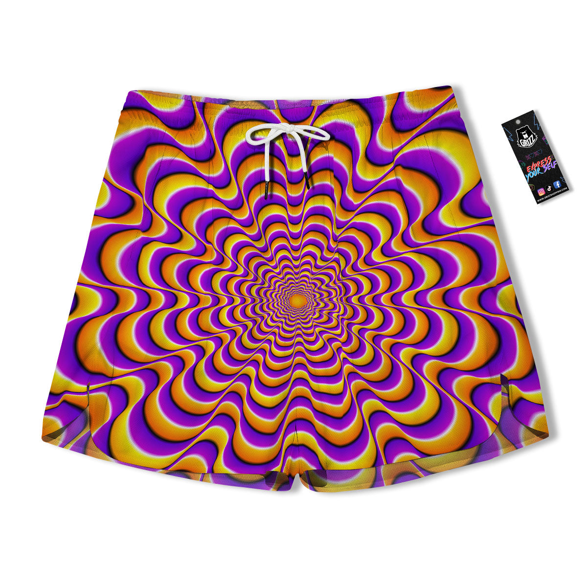 Illusion Optical Wave Psychedelic Men's Running Shorts-grizzshop
