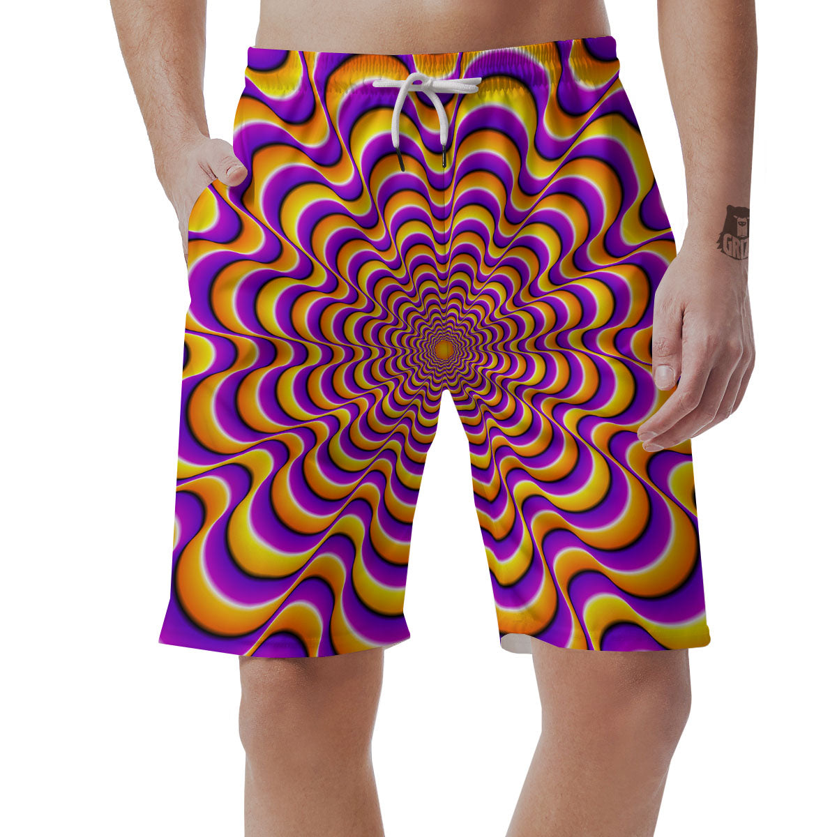 Illusion Optical Wave Psychedelic Men's Shorts-grizzshop