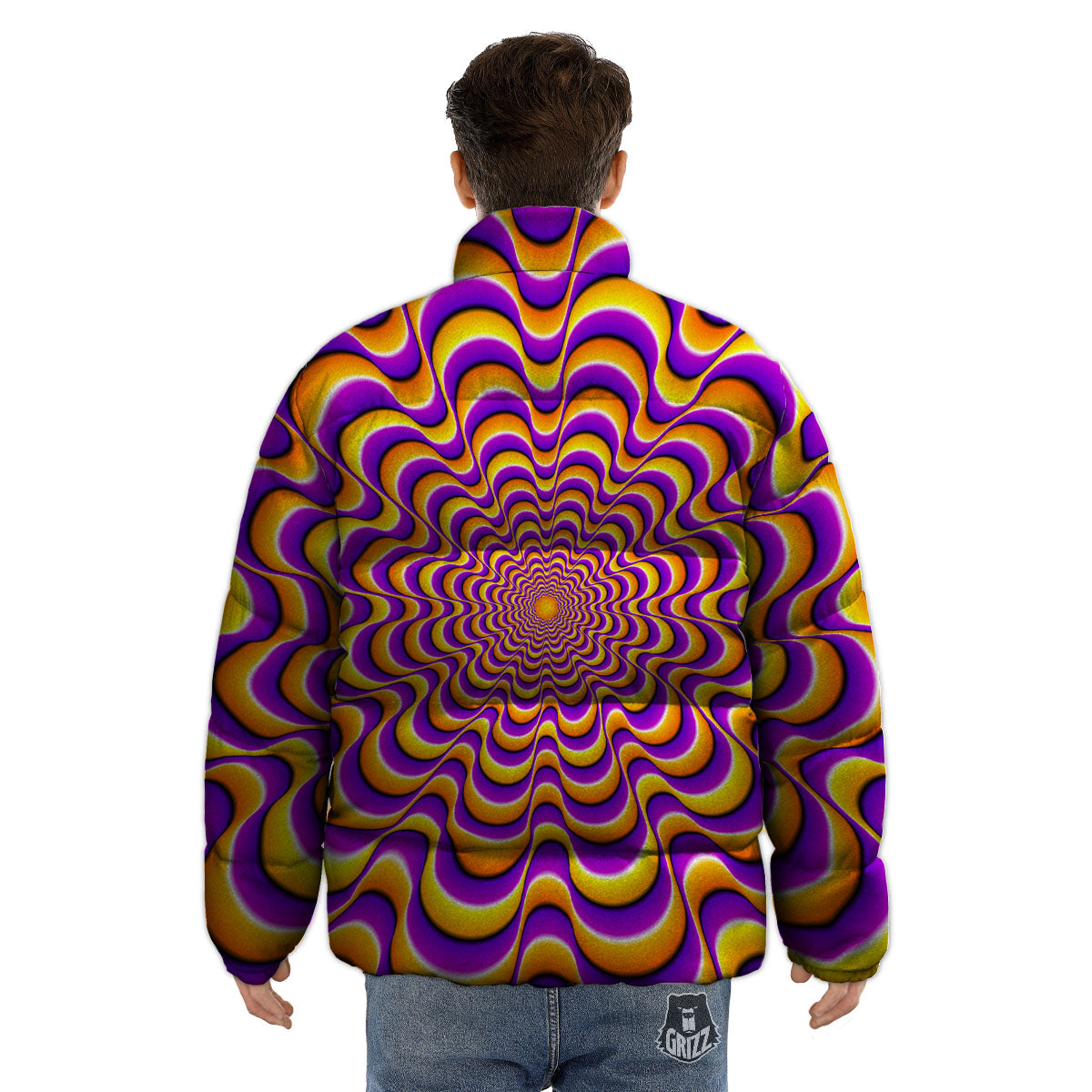 Illusion Optical Wave Psychedelic Puffer Jacket-grizzshop