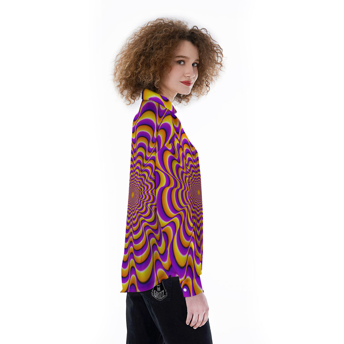 Illusion Optical Wave Psychedelic Women's Long Sleeve Shirts-grizzshop
