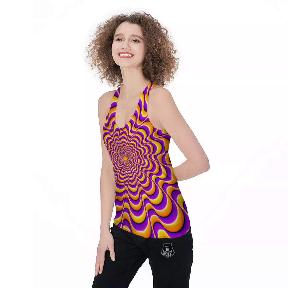Illusion Optical Wave Psychedelic Women's Racerback Tank Top-grizzshop
