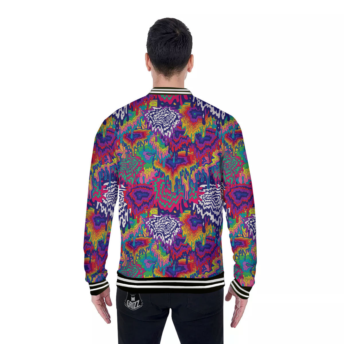 Illusion Psychedelic Print Pattern Baseball Jacket-grizzshop