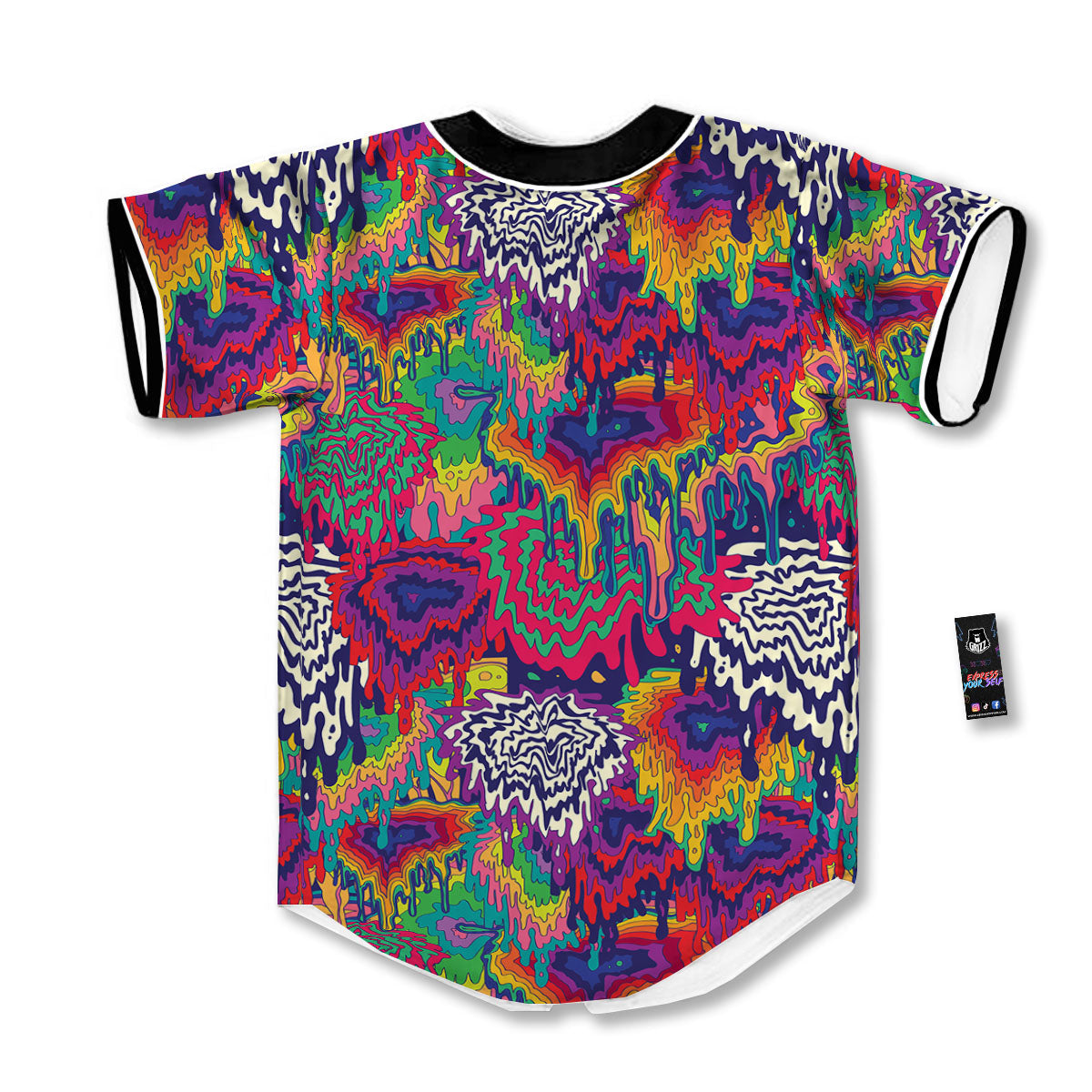 Illusion Psychedelic Print Pattern Baseball Jersey-grizzshop