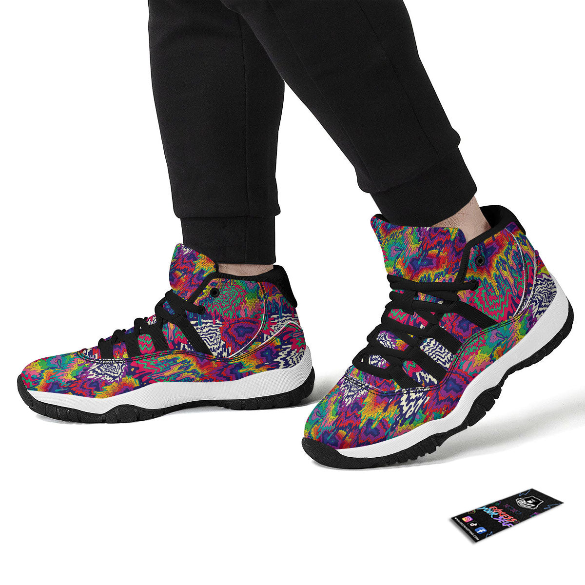 Illusion Psychedelic Print Pattern Black Bball Shoes-grizzshop