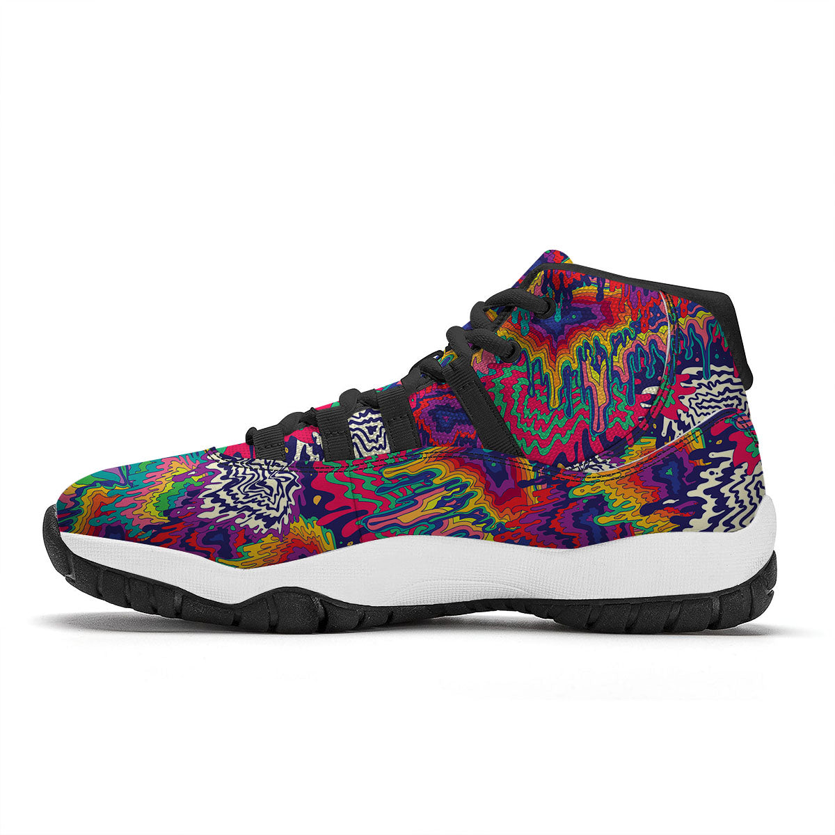 Illusion Psychedelic Print Pattern Black Bball Shoes-grizzshop