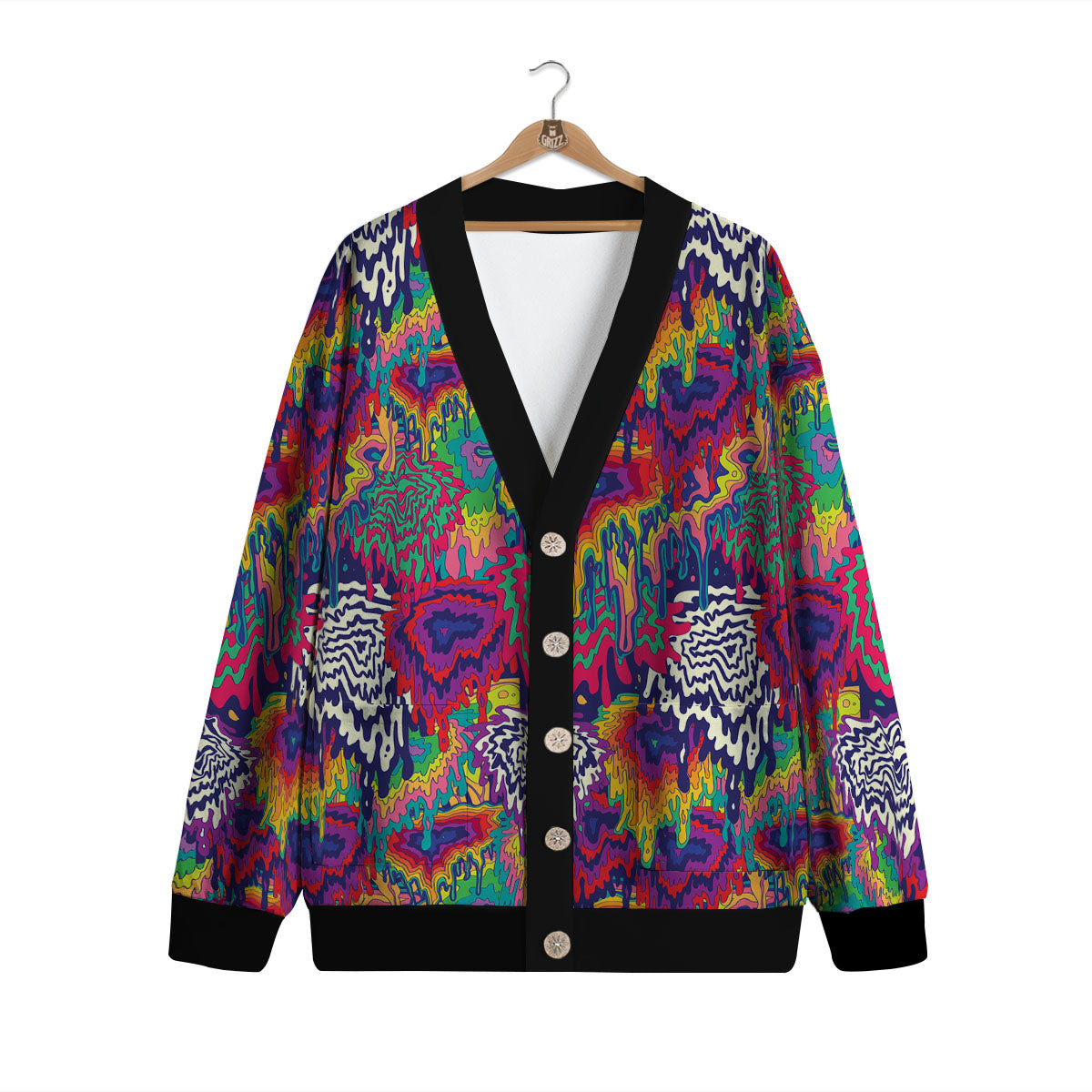 Illusion Psychedelic Print Pattern Cardigan-grizzshop