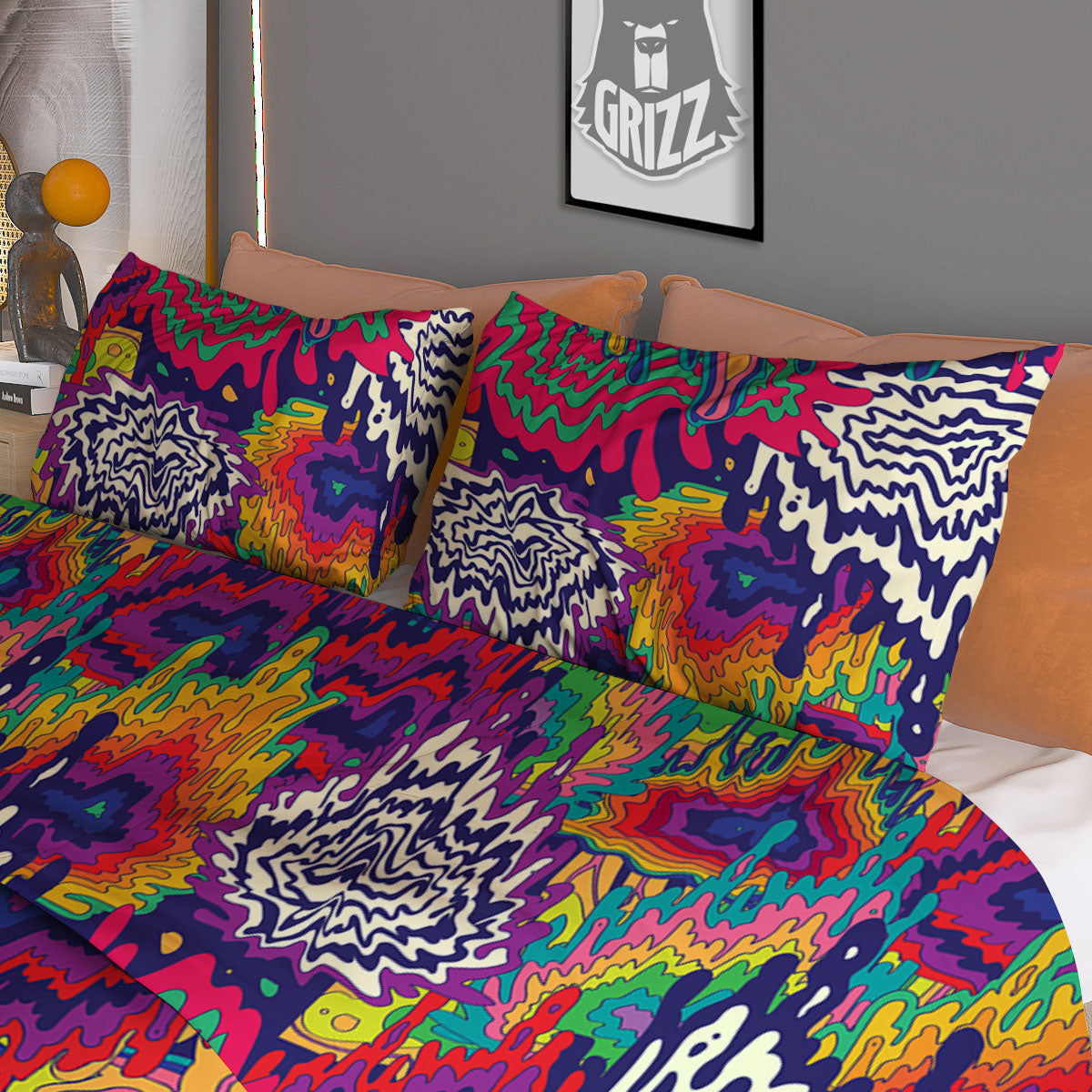 Indian Elephant Black Grey And White Print Pattern Duvet Cover Bedding Set