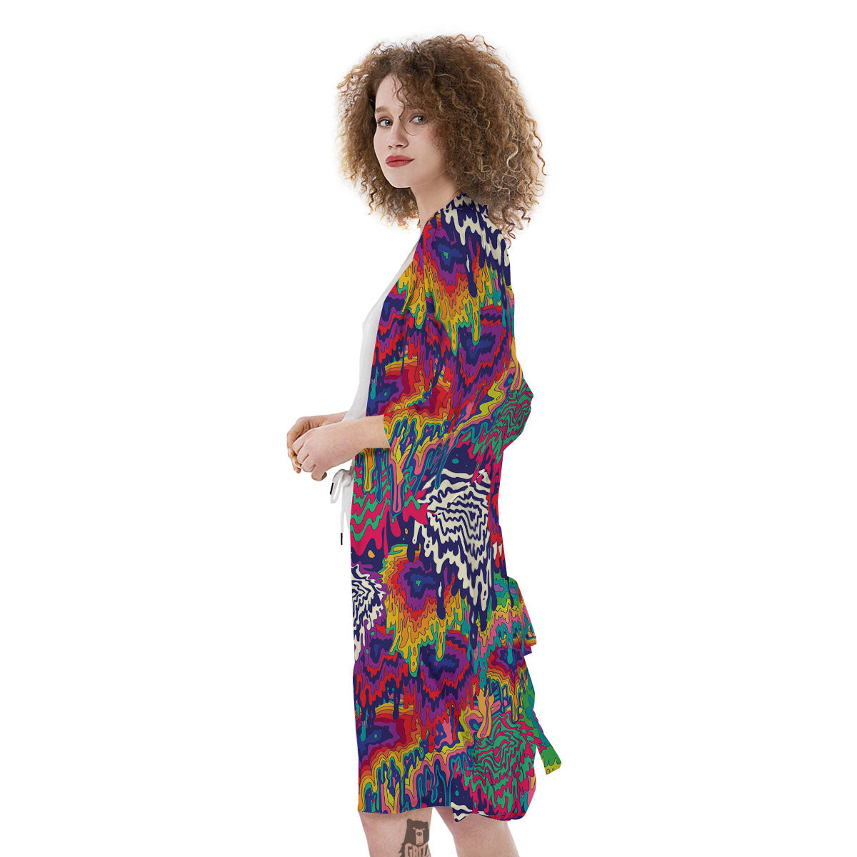 Illusion Psychedelic Print Pattern Kimono-grizzshop
