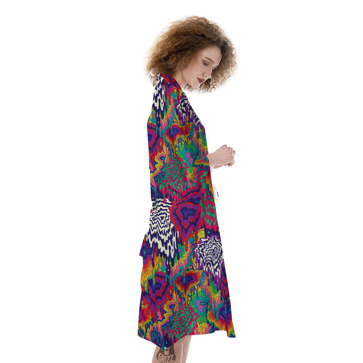 Illusion Psychedelic Print Pattern Kimono-grizzshop