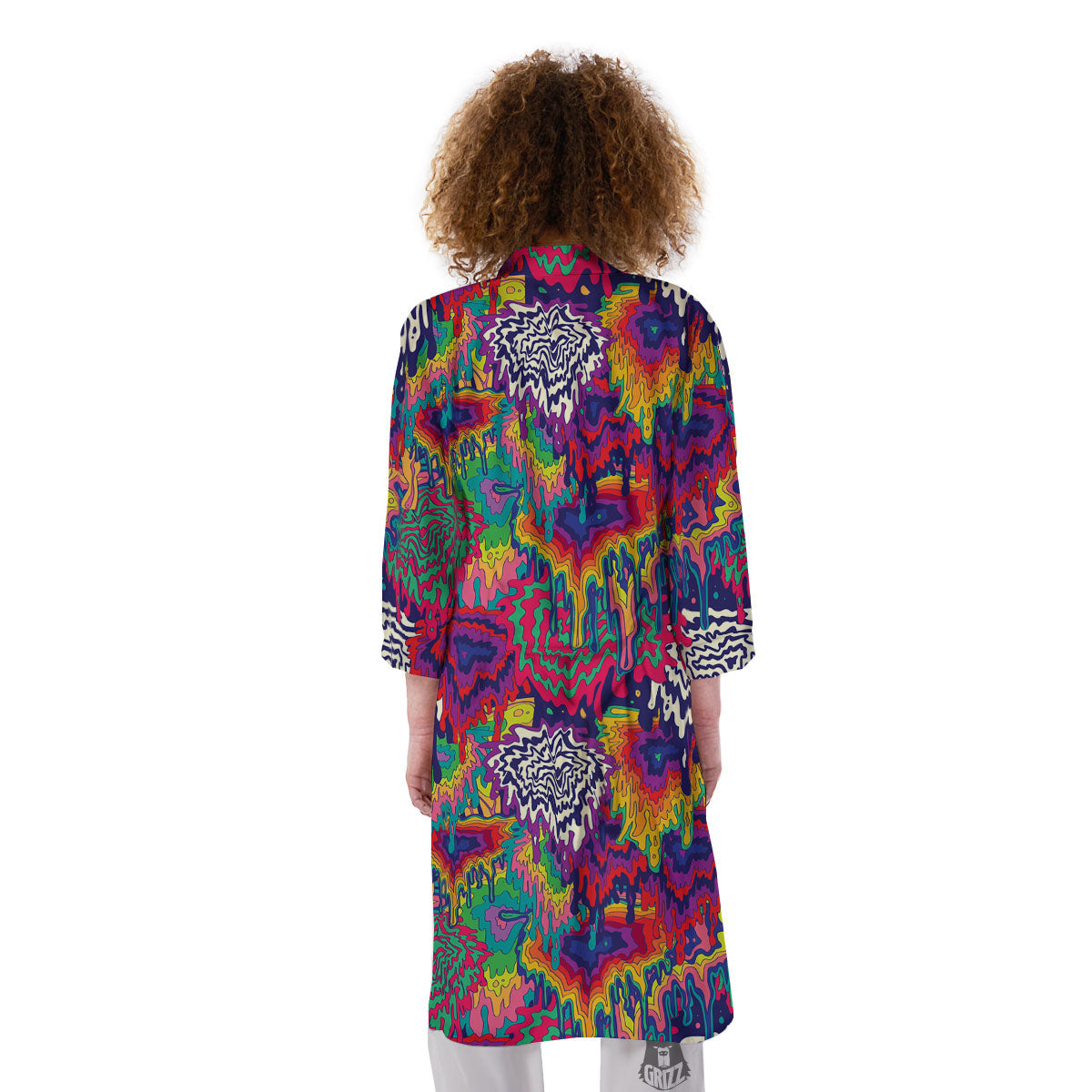 Illusion Psychedelic Print Pattern Kimono-grizzshop