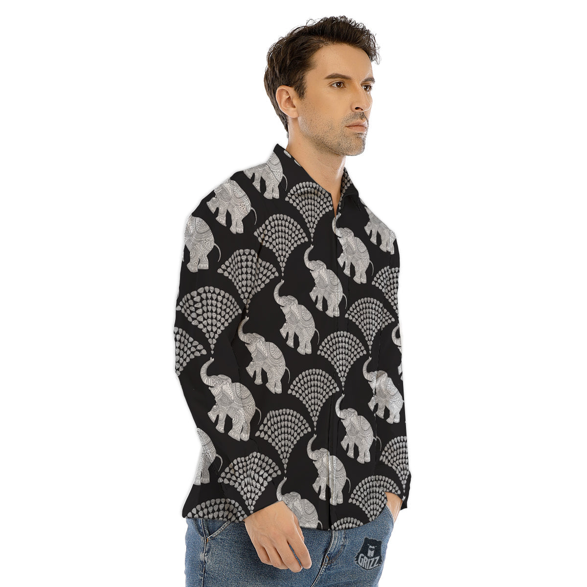 Illusion Psychedelic Print Pattern Men's Dress Shirts-grizzshop