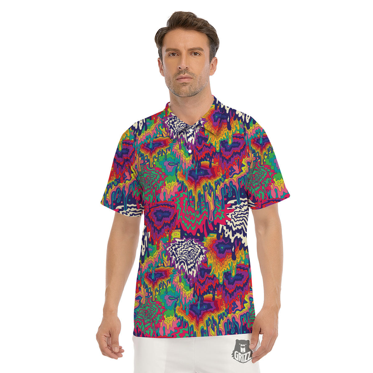 Illusion Psychedelic Print Pattern Men's Golf Shirts-grizzshop