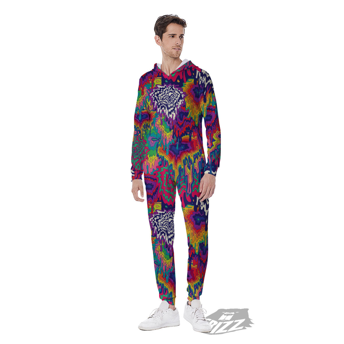 Illusion Psychedelic Print Pattern Men's Jumpsuit-grizzshop