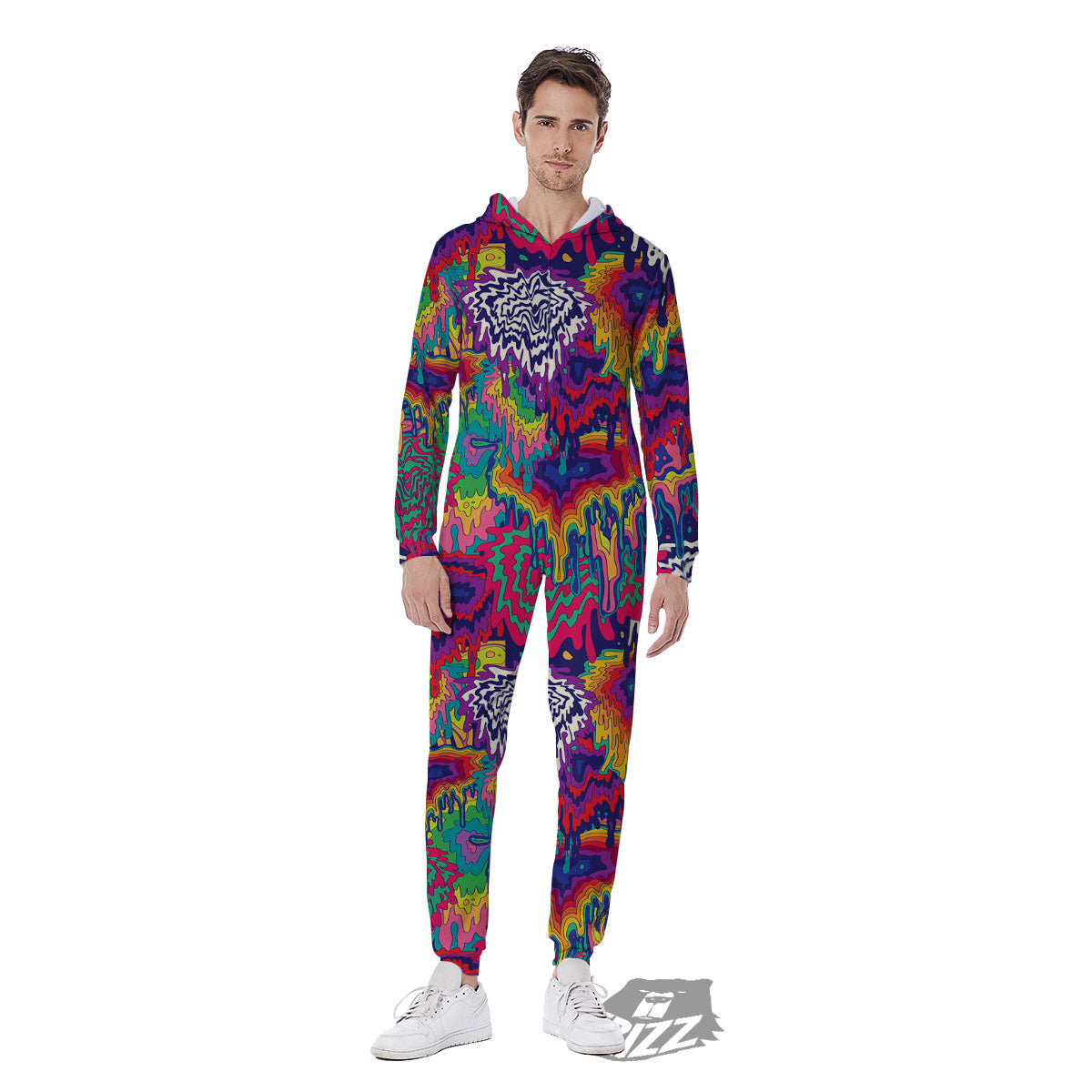 Illusion Psychedelic Print Pattern Men's Jumpsuit-grizzshop