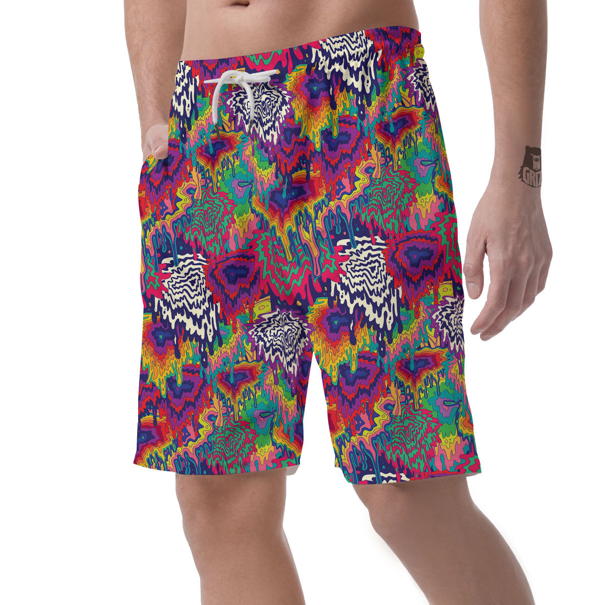 Illusion Psychedelic Print Pattern Men's Shorts-grizzshop