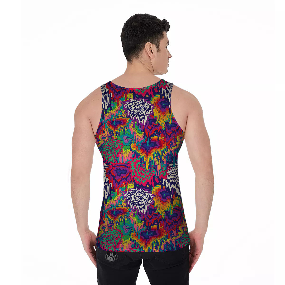 Illusion Psychedelic Print Pattern Men's Tank Top-grizzshop