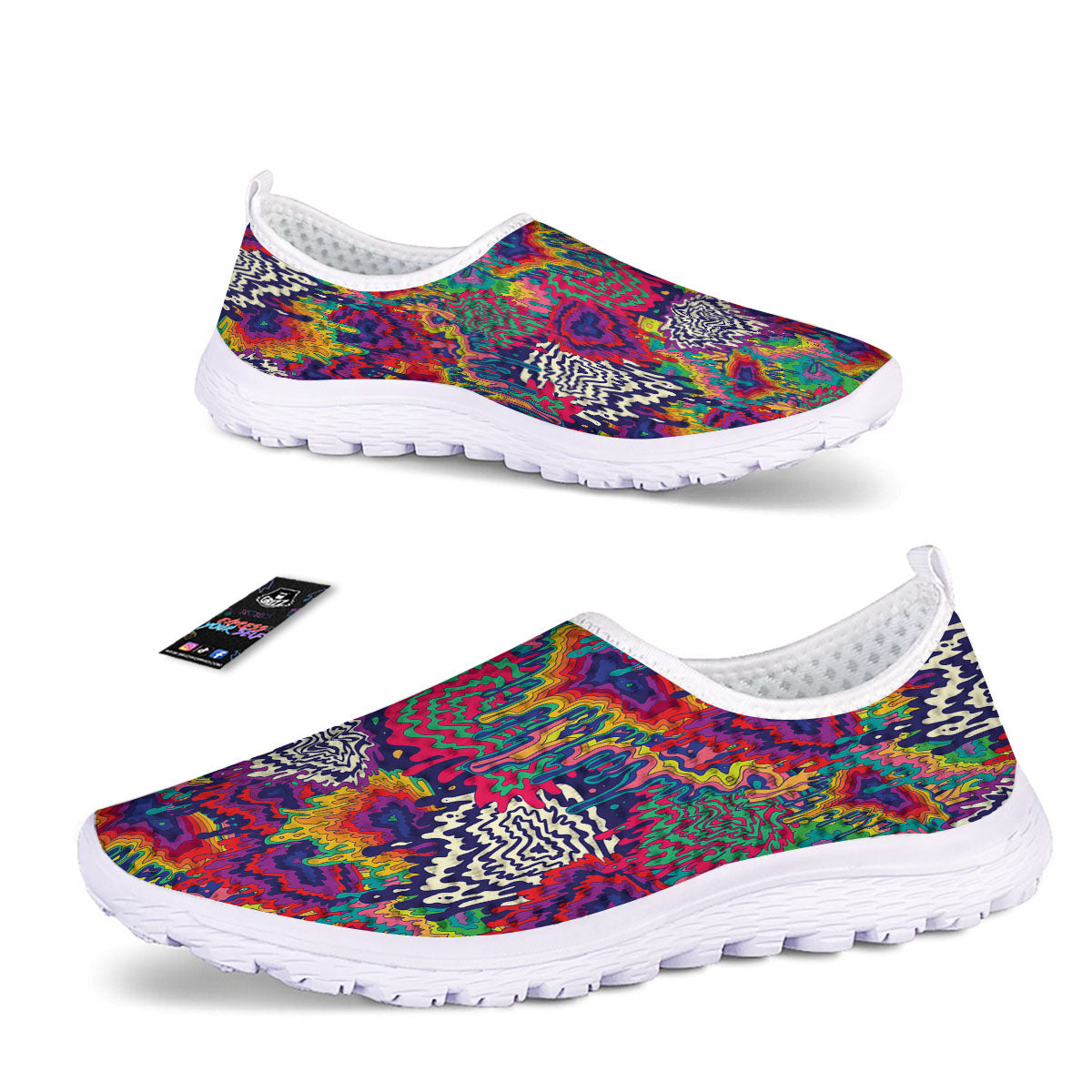 Illusion Psychedelic Print Pattern Nurse Shoes-grizzshop