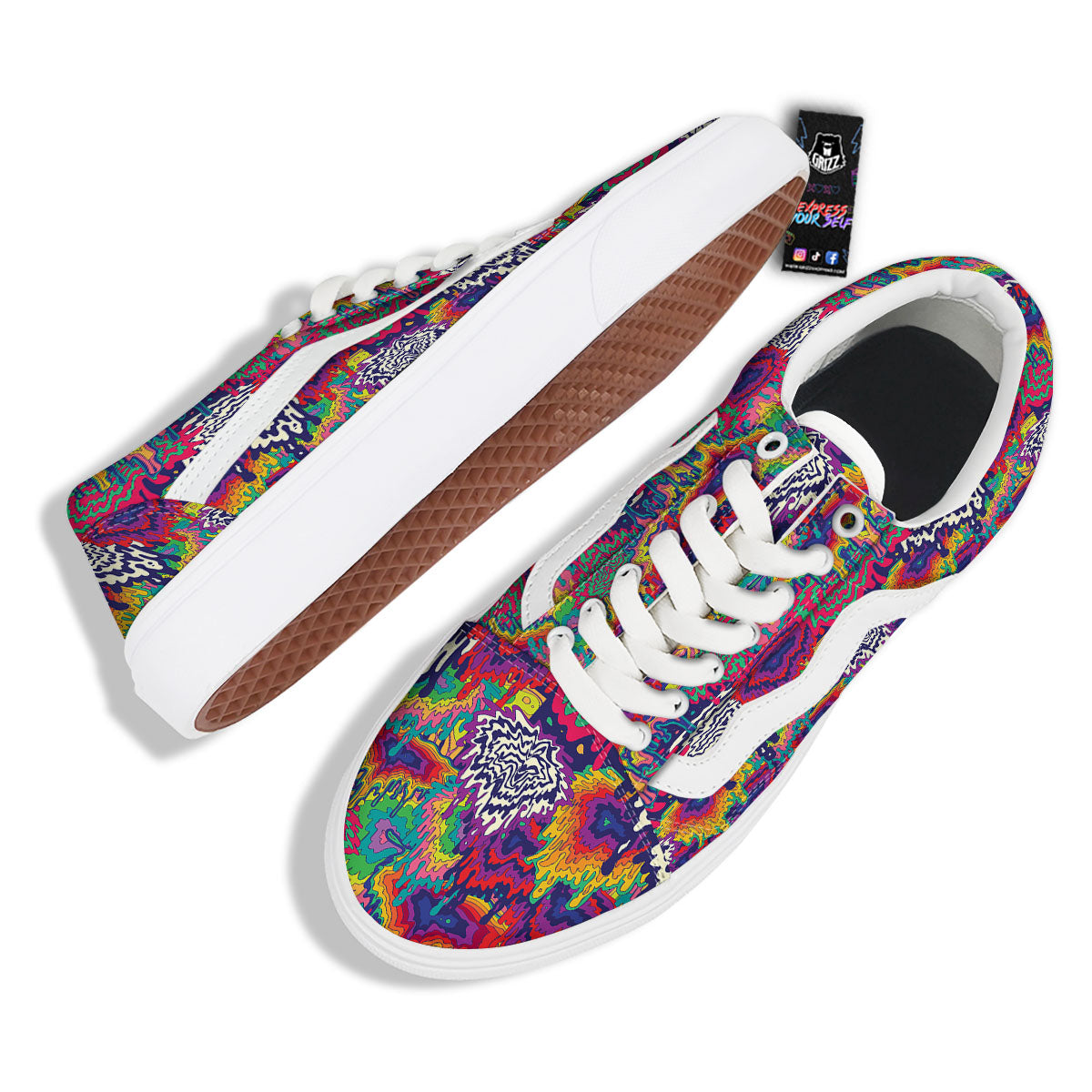 Illusion Psychedelic Print Pattern Skate Shoes-grizzshop