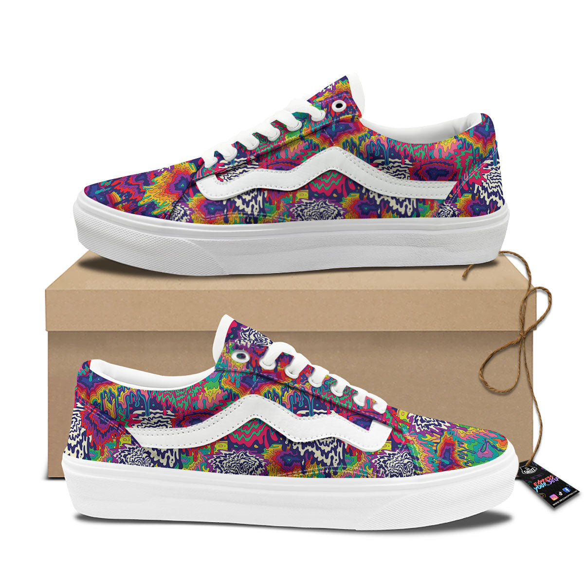 Illusion Psychedelic Print Pattern Skate Shoes-grizzshop