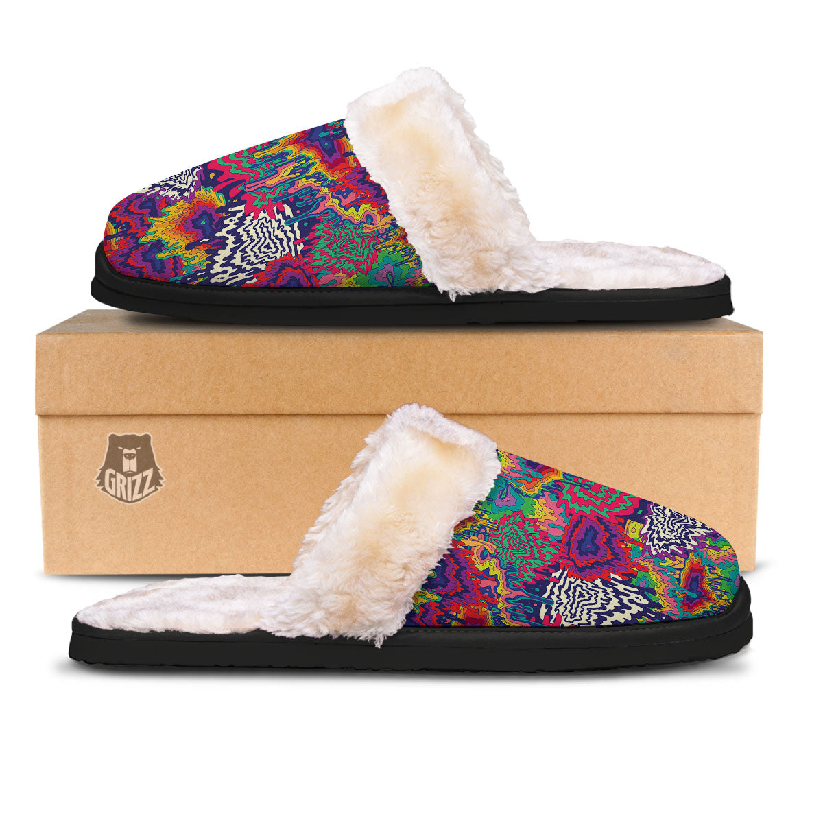 Illusion Psychedelic Print Pattern Slippers-grizzshop