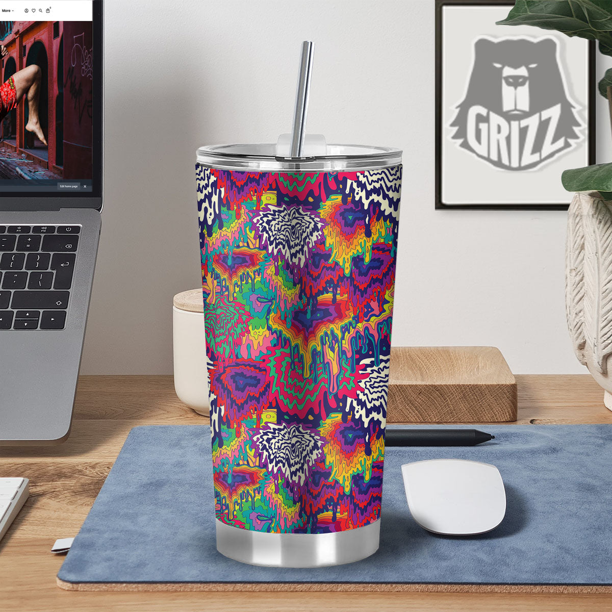 Illusion Psychedelic Print Pattern Tumbler-grizzshop