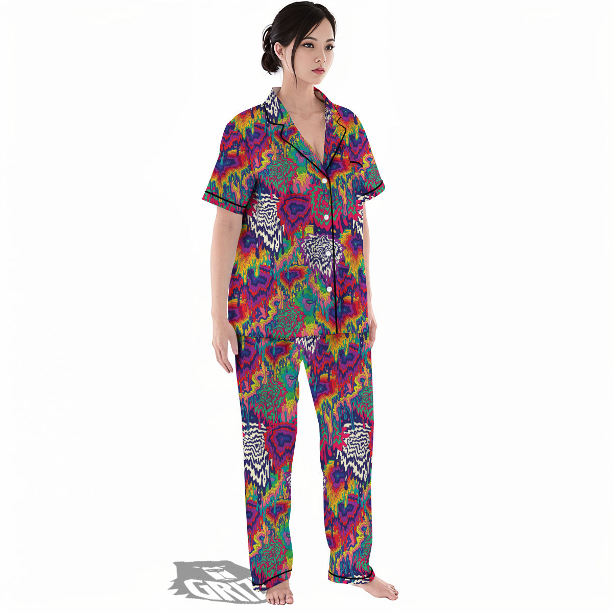 Illusion Psychedelic Print Pattern Women's Pajamas Set-grizzshop