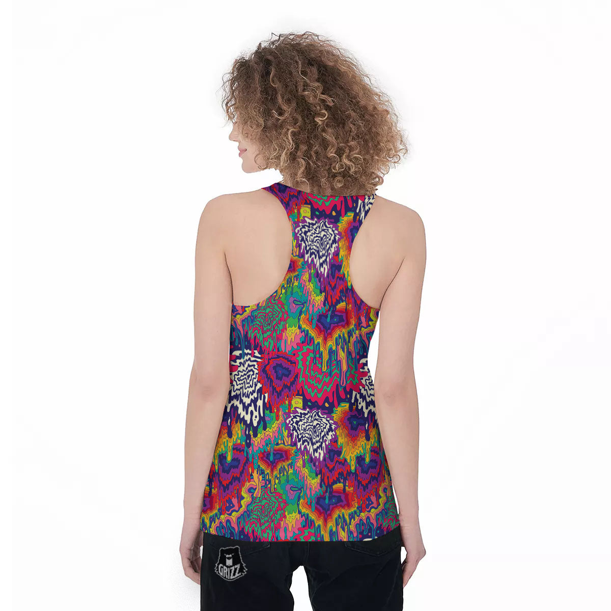 Illusion Psychedelic Print Pattern Women's Racerback Tank Top-grizzshop