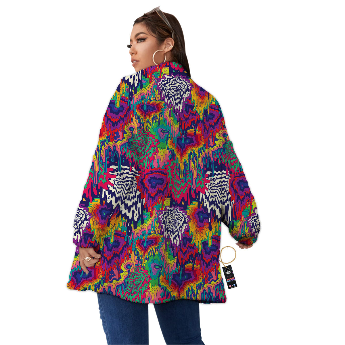 Illusion Psychedelic Print Pattern Women's Sherpa Jacket-grizzshop