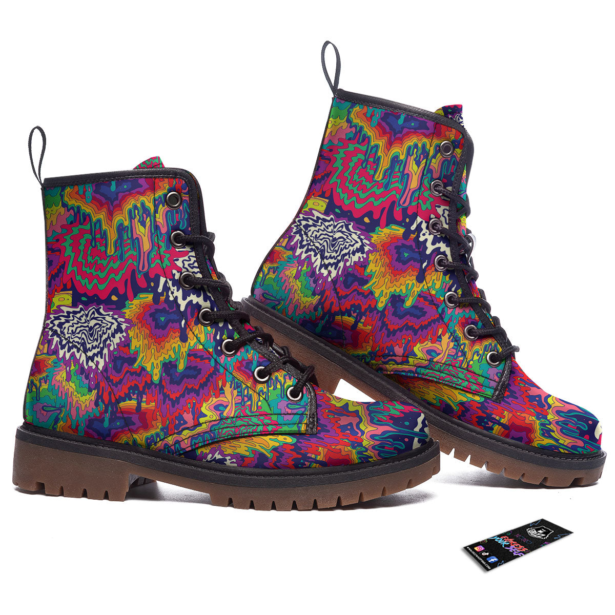 Illusion Psychedelic Print Pattern Work Boots-grizzshop