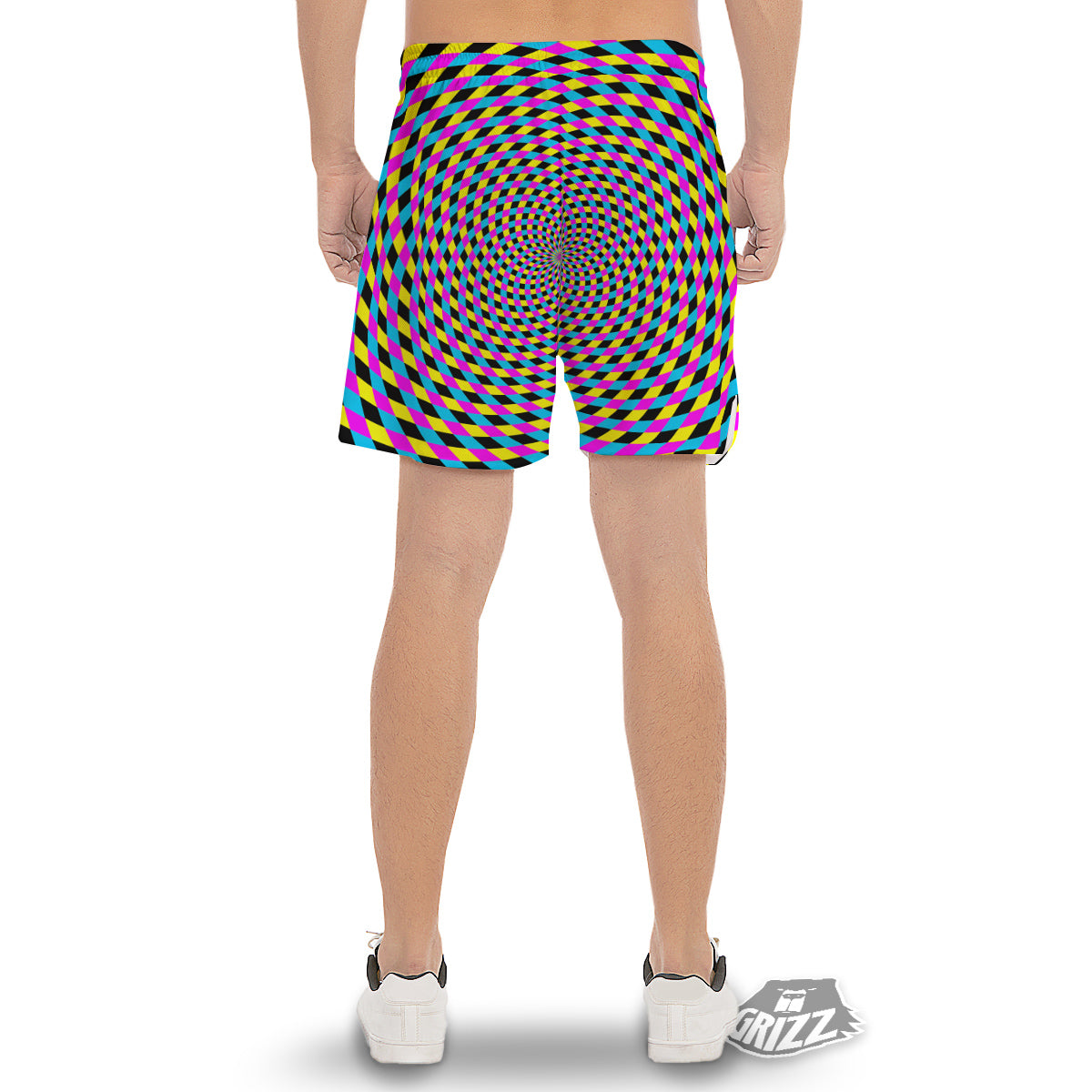 Illusion Spiral Colorful Print Men's Gym Shorts-grizzshop