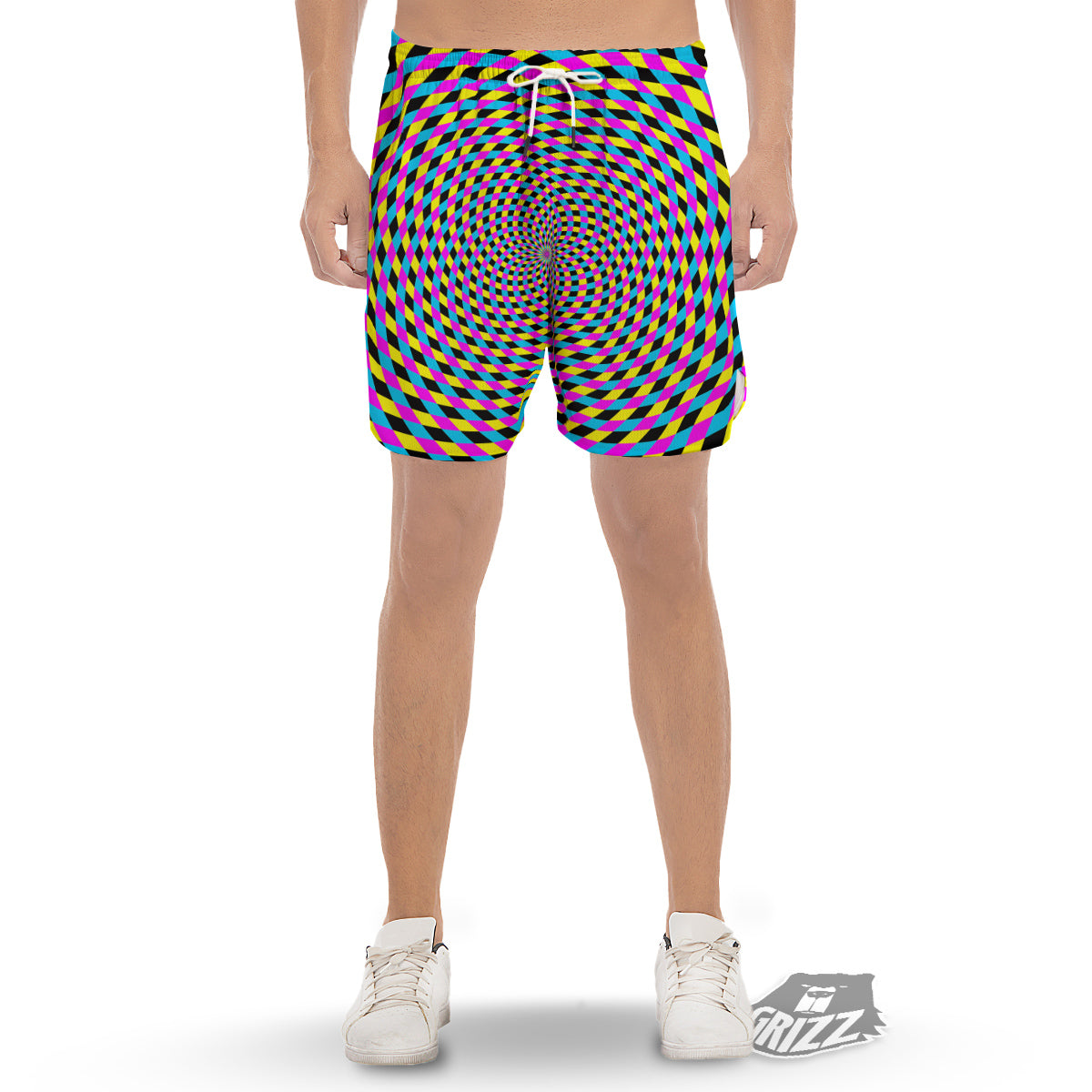 Illusion Spiral Colorful Print Men's Gym Shorts-grizzshop