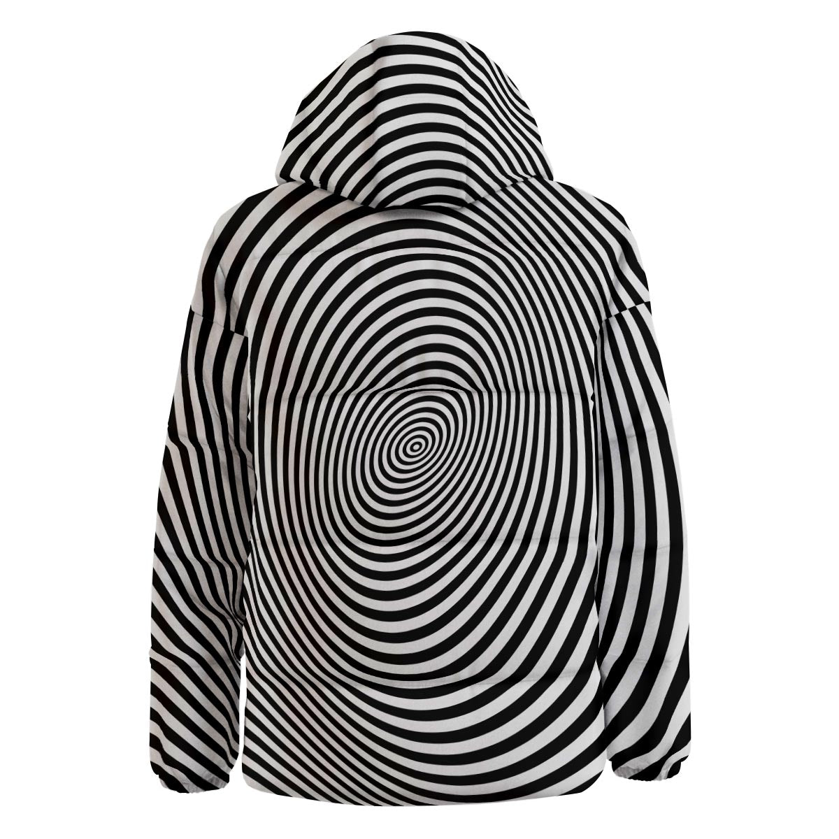 Illusion Swirl Optical Print Down Jacket-grizzshop