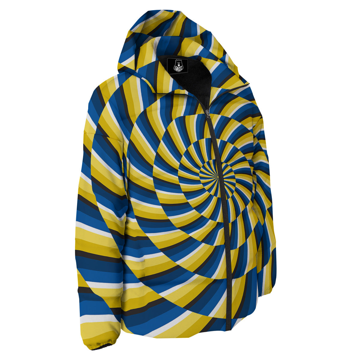 Illusory Motion Yellow And Blue Print Down Jacket-grizzshop