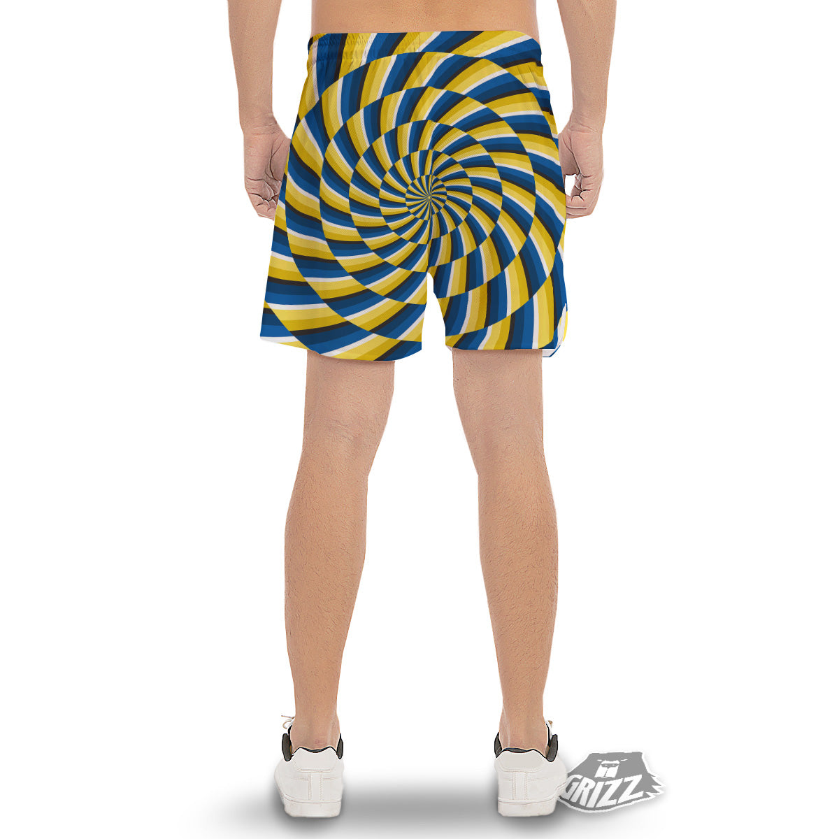Illusory Motion Yellow And Blue Print Men's Gym Shorts-grizzshop
