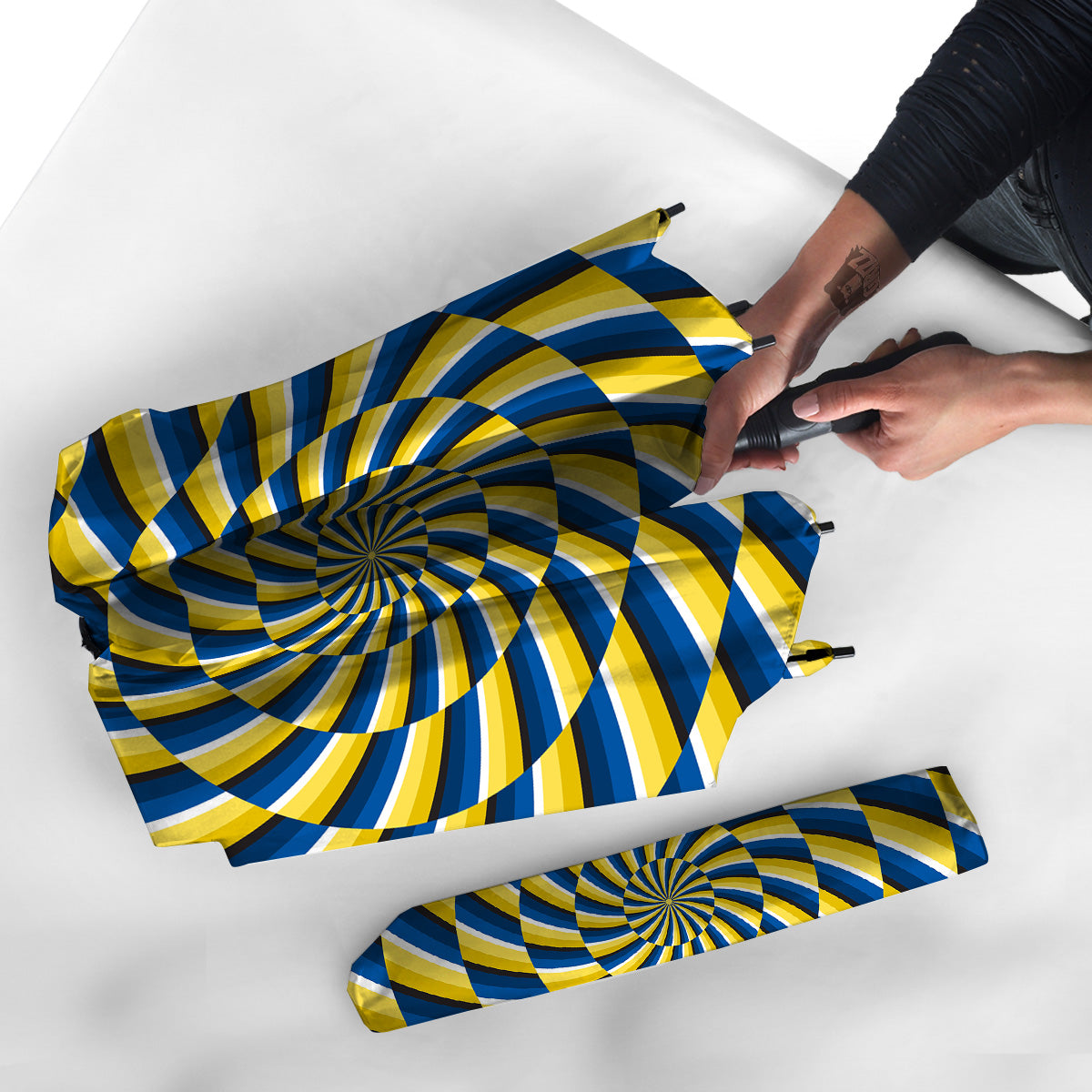 Illusory Motion Yellow And Blue Print Umbrella-grizzshop