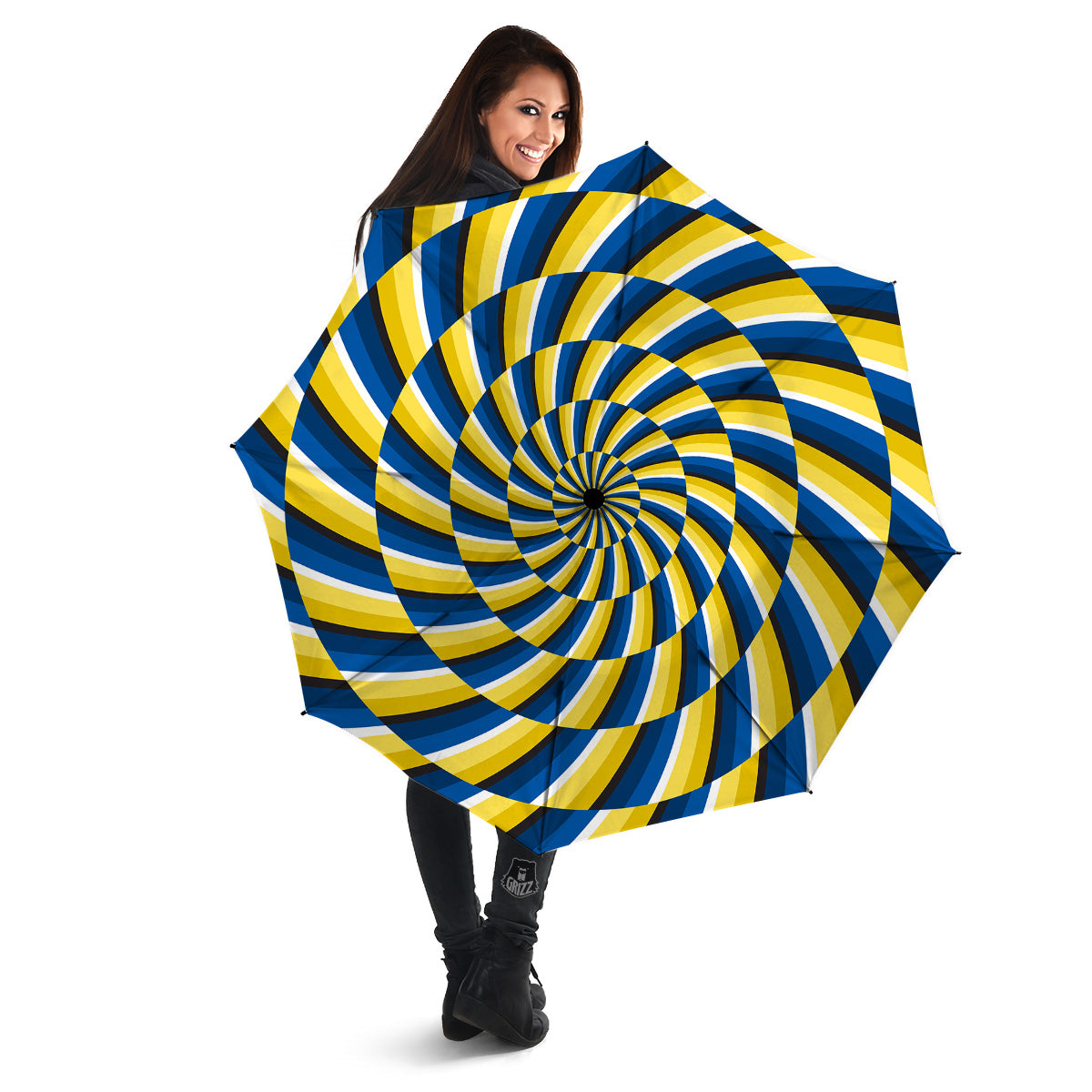 Illusory Motion Yellow And Blue Print Umbrella-grizzshop