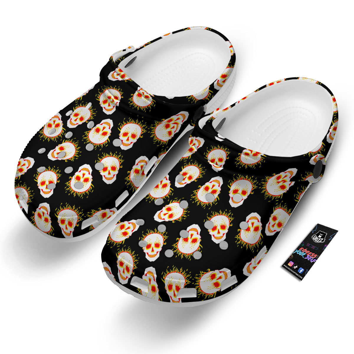 In Flames Skull Print Pattern Clog-grizzshop