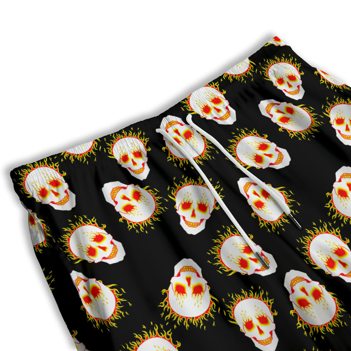 In Flames Skull Print Pattern Men's Athletic Shorts