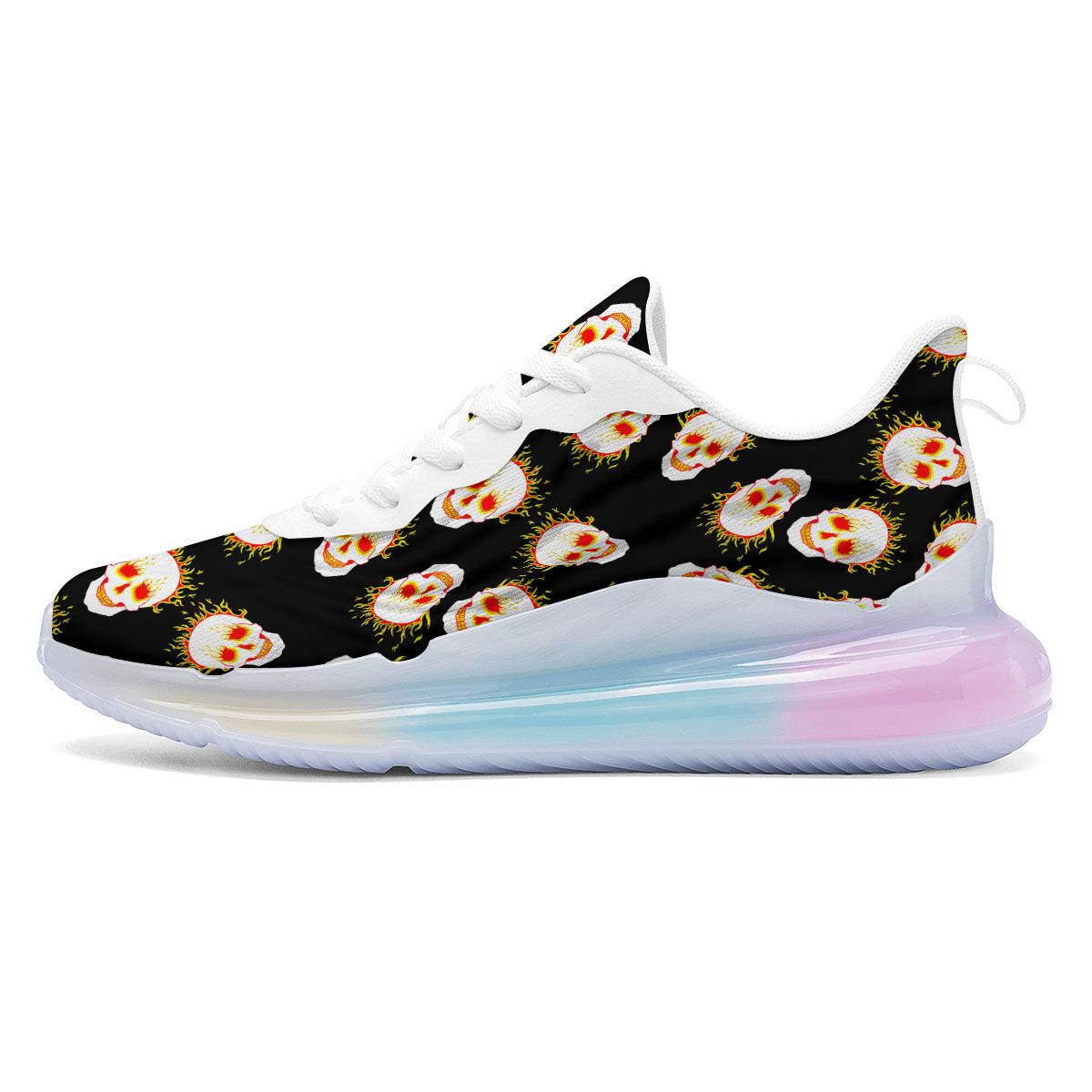 In Flames Skull Print Pattern Running Sneakers-grizzshop