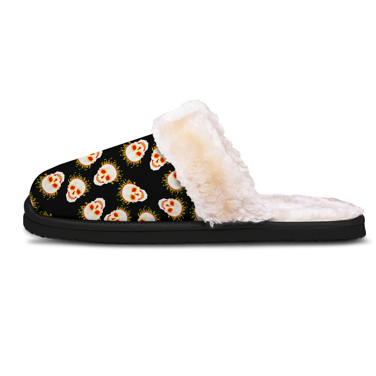In Flames Skull Print Pattern Slippers-grizzshop