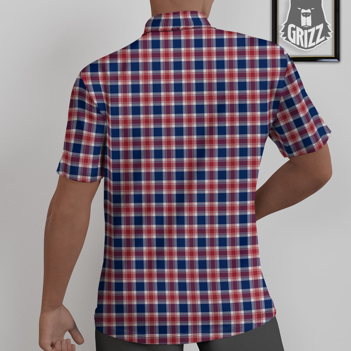 Independence Day American Plaid Print Untucked Shirts-grizzshop