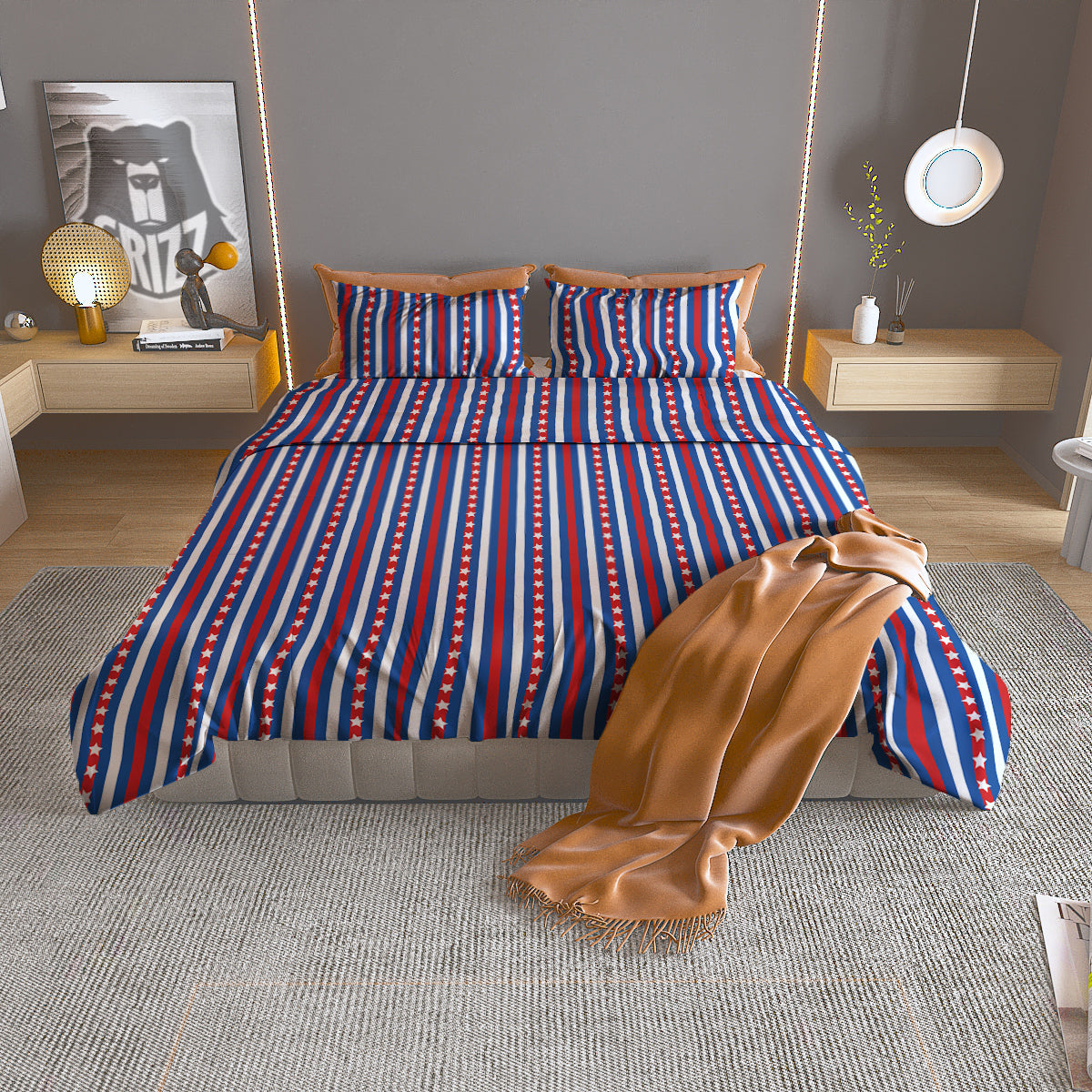 Independence Day USA Print Pattern Duvet Cover Bedding Set