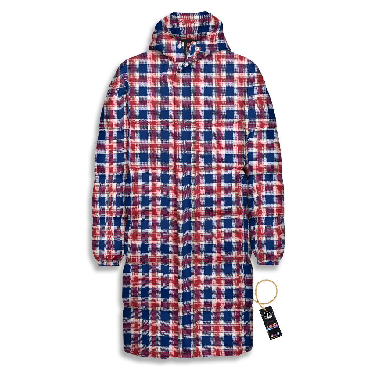 Independence Day American Plaid Print Long Down Jacket